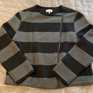 Sale! Lou & Grey Black Grey Striped Quilted Motto Jacket XL
